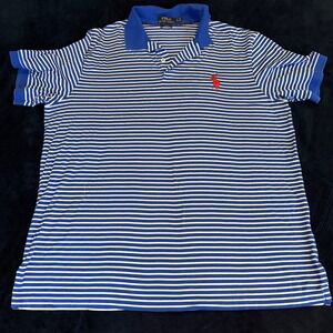 Polo Ralph Lauren Mens XL Pro Fit Pima Cotton Striped Polo Shirt Blue White Red